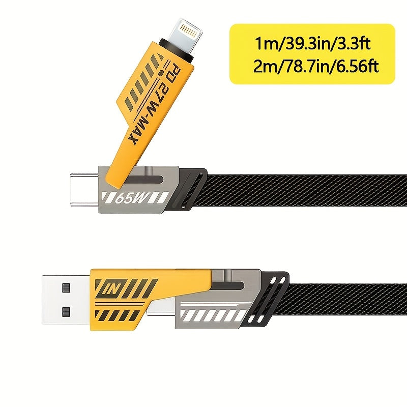 4-in-1 Fast Charging Cable (PD65W) – Multi-Device Charger | 2pcs Pack