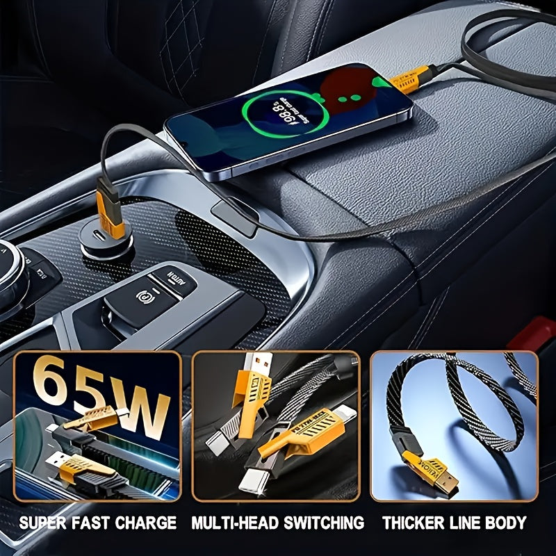 4-in-1 Fast Charging Cable (PD65W) – Multi-Device Charger | 2pcs Pack