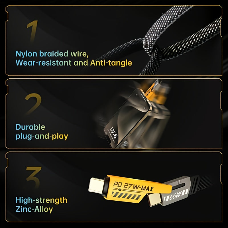 4-in-1 Fast Charging Cable (PD65W) – Multi-Device Charger | 2pcs Pack